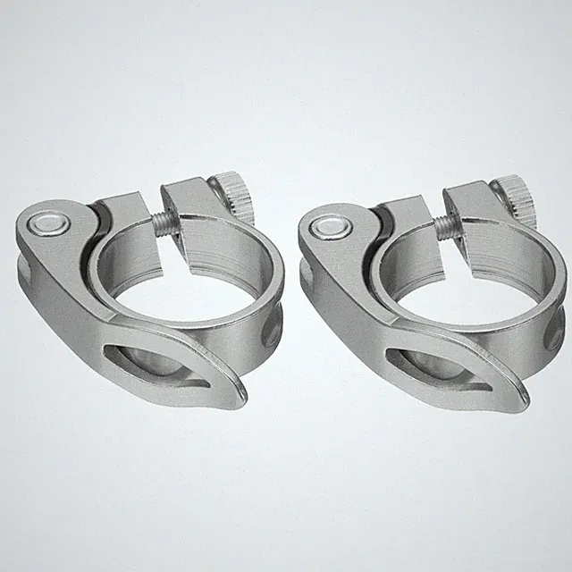 2pcs Bike Seat Post Clamp 31.8mm Bicycle Quick Release Seat Post Collar, Silver