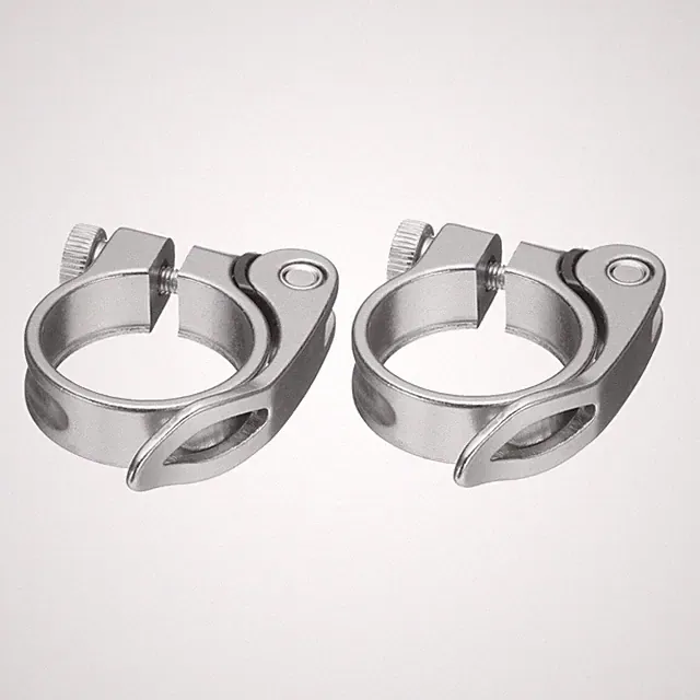 2pcs Bike Seat Post Clamp 34.9mm Bicycle Quick Release Seat Post Collar, Silver