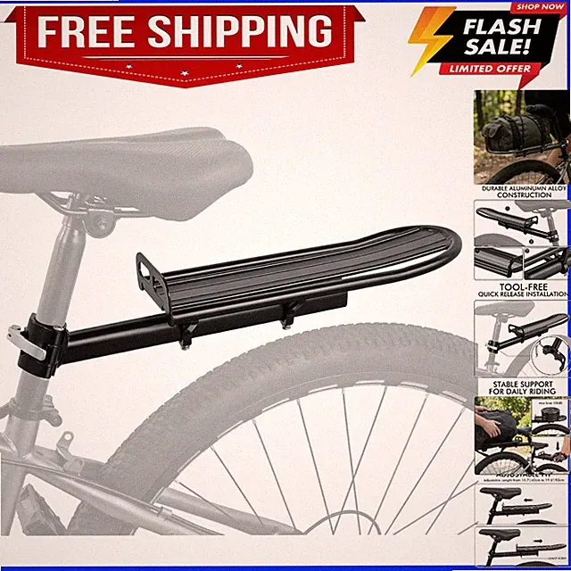 Bike Rear Rack, Adjustable Bike Cargo Rack with Quick Release Clamp Includes...