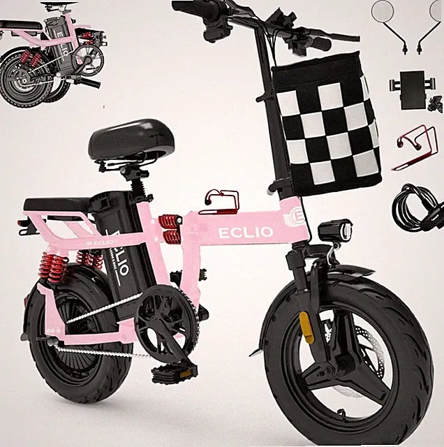 ECLIO 14" E-City Bike Folding Electric Bike PEAK 800W 25MPH 48V 14Ah Ebikes 30mi