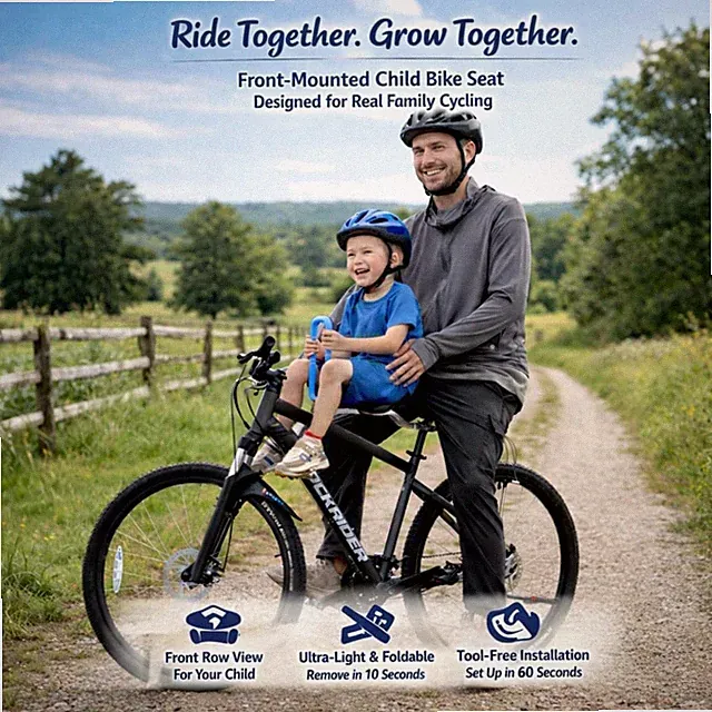 Front Mount Child Bike Seat - Quick Install, Lightweight
