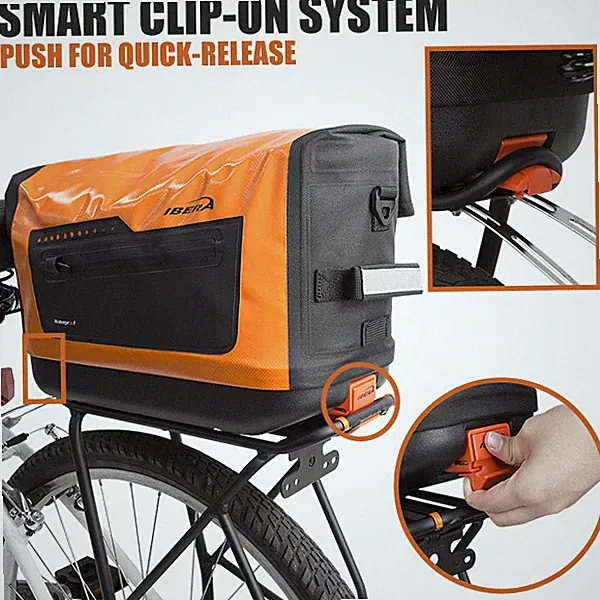 Ibera Bike Trunk Pannier Bag Rear Rack Clip-On Waterproof Quick-Release Seat Bag