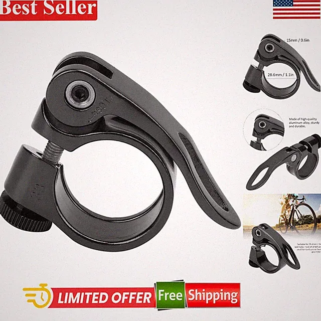 Lightweight Quick Release Bike Seat Clamp in Classic Black - Fits 25.4mm/28.6mm