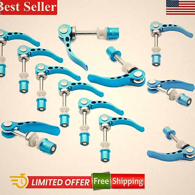 Pack of 10 Blue/Black Quick Release Aluminum Bike Seat Clamps for Easy Fitting