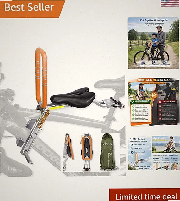 Portable Toddler Bike Seat - Quick-Release, Tool-Free - Fits All Bike Types