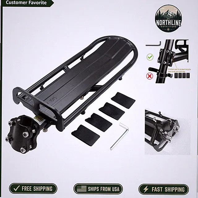 Quick Release Bicycle Rear Rack - 22lb Load Capacity for Mountain Bikes