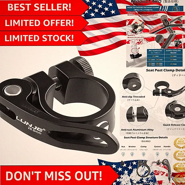 Versatile Bike Seat Post Clamp, Quick Release 31.8mm/34.9mm Aluminum Alloy